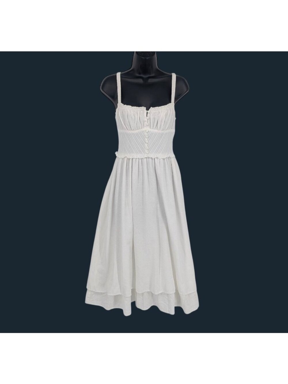 Corset Midi Sundress Lace Up Back Ruffle Cottage Fairy Whimsical Romantic Small